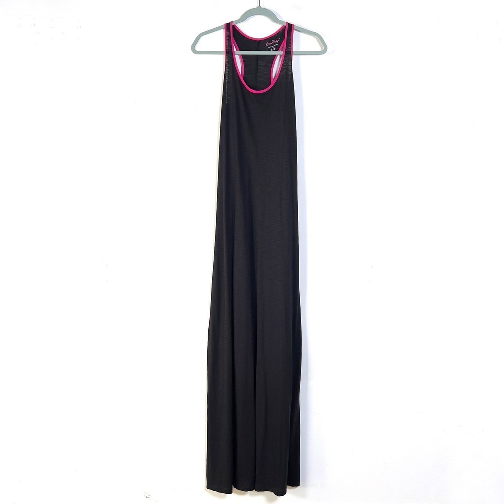 Lilly Pulitzer Racerback  Sleeveless Maxi Dress Women‎ XS Black Pima Cotton Slub